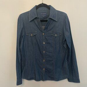 Pendleton Vintage Fit Denim Shirt Women’s Large Western 100% Cotton Long Sleeve